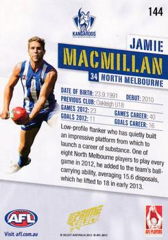 2013 Select Prime AFL #144 Jamie MacMillan Back